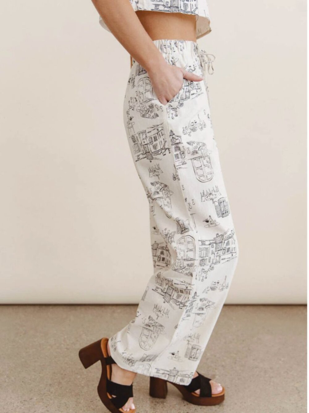 2 Piece Wide Leg Linen Pant/Top Set Size Small - Picture 3 of 10